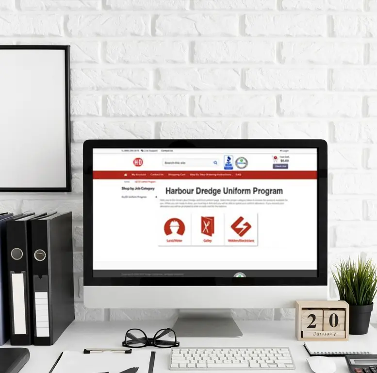 Homepage of Uniform Store on computer screen
